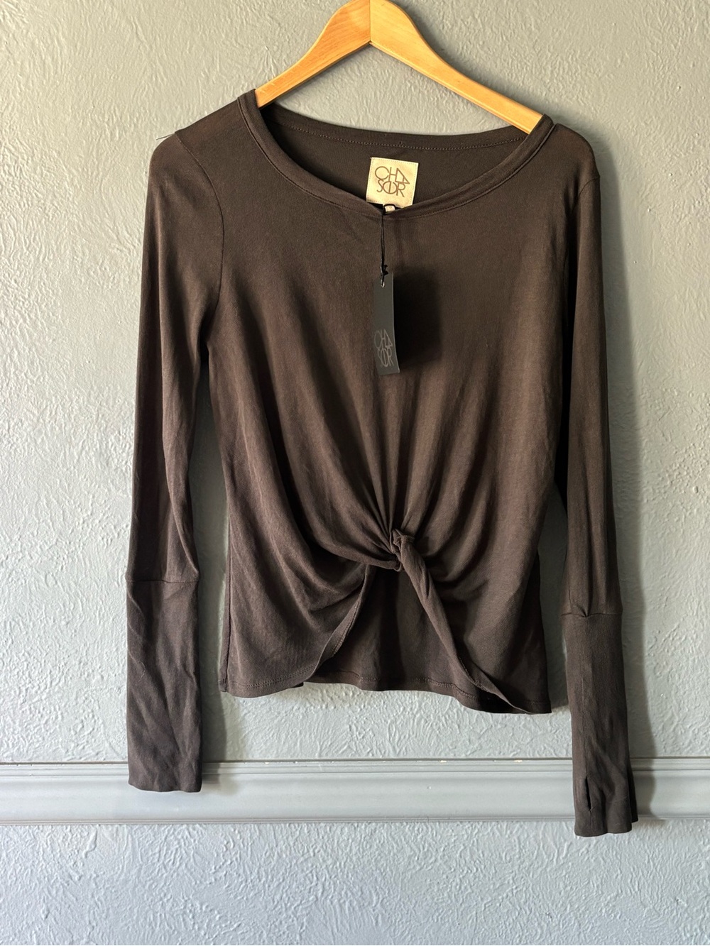 Chaser NWT Vintage Wash Tie Front Long Sleeve Tee Small